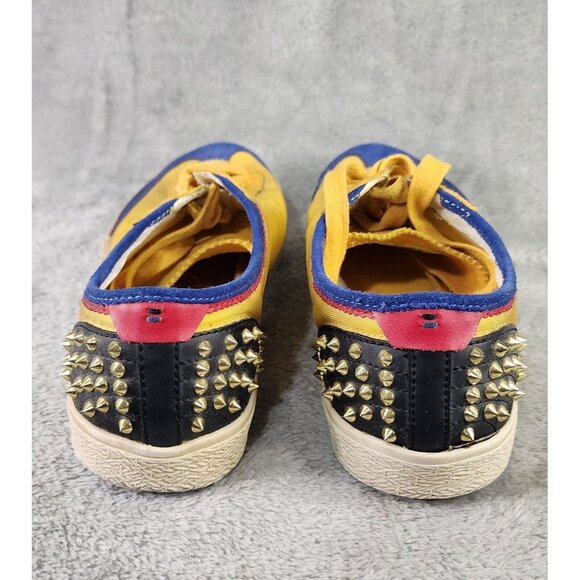 Zara Man Shoes Mens Size 9 Yellow Blue Distressed Style Spiked Casual Sneakers - Picture 4 of 8
